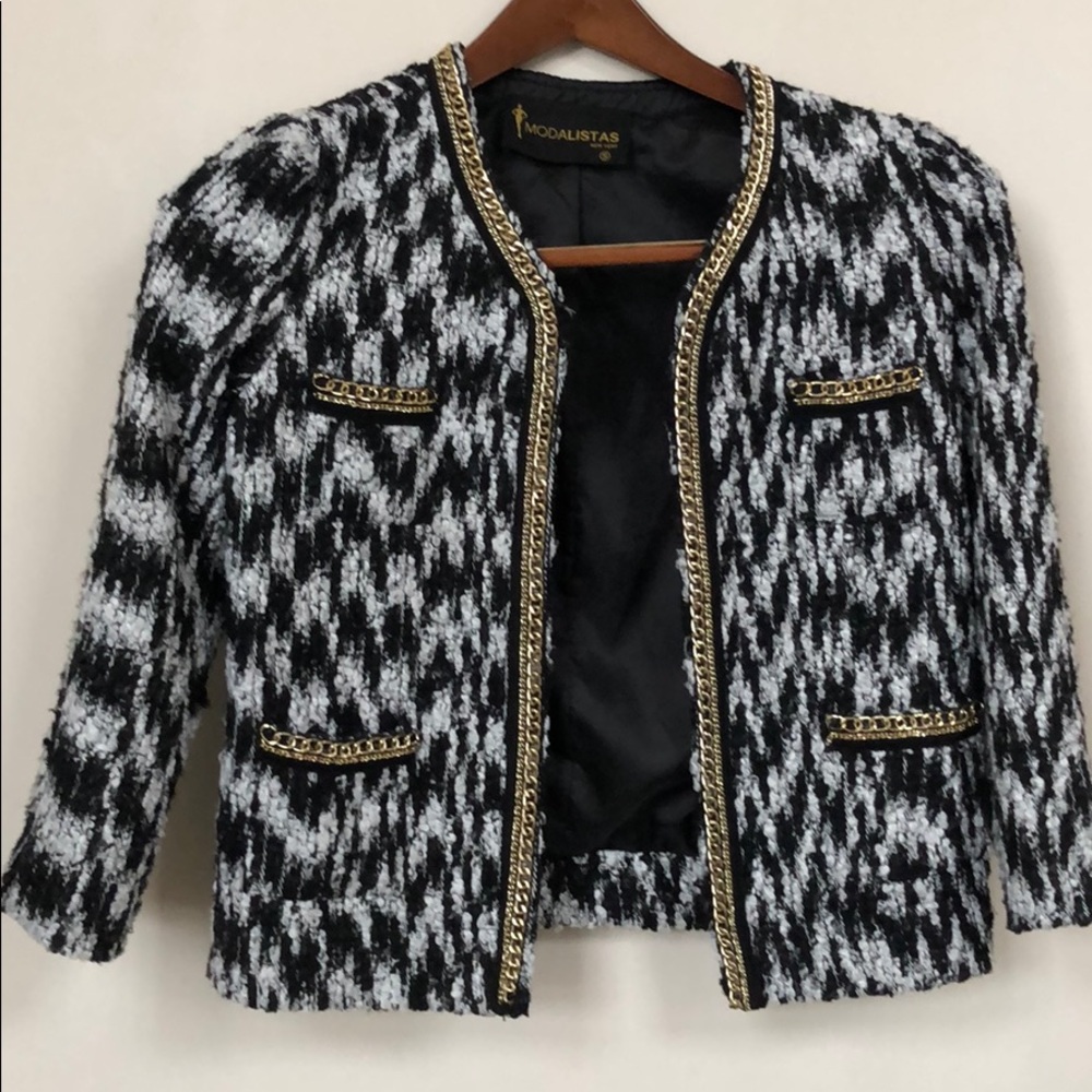 Gold Chain Trim Power Blazer